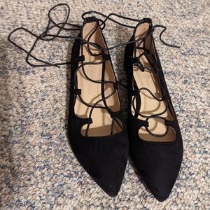 NWOB Chinese Laundry Endless Summer Ghillie Flat 7 - Black Suede